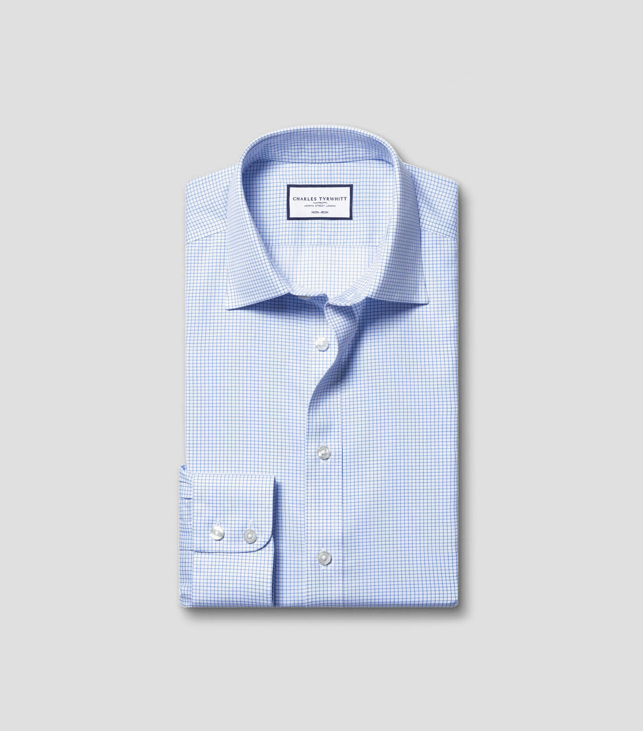 Camisa manga larga con cuadros Hombre
